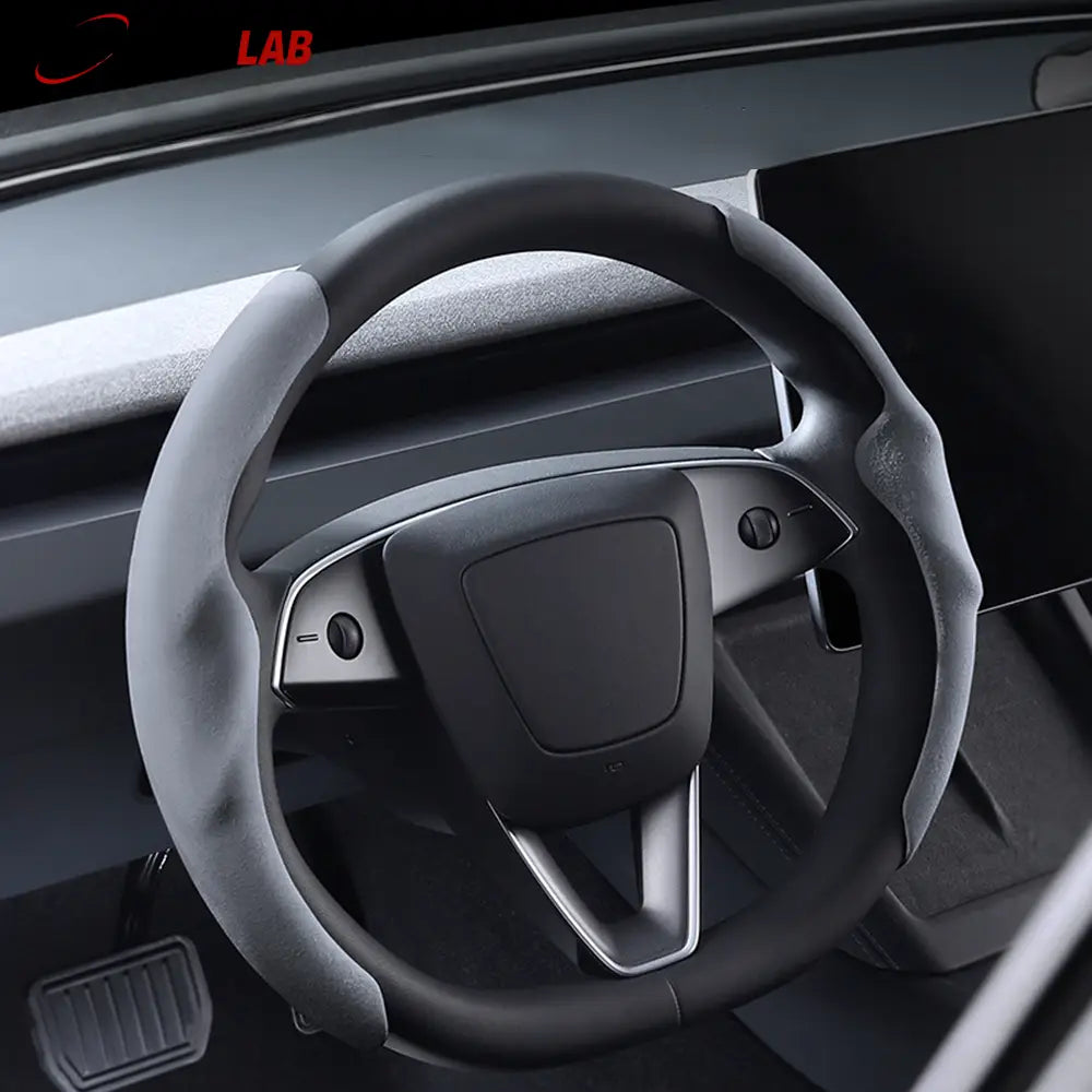 Tesla Model 3 Highland 2024 Suede Steering Wheel Cover - Premium Non-Slip Wrap - Tesla Interior Accessories > Steering