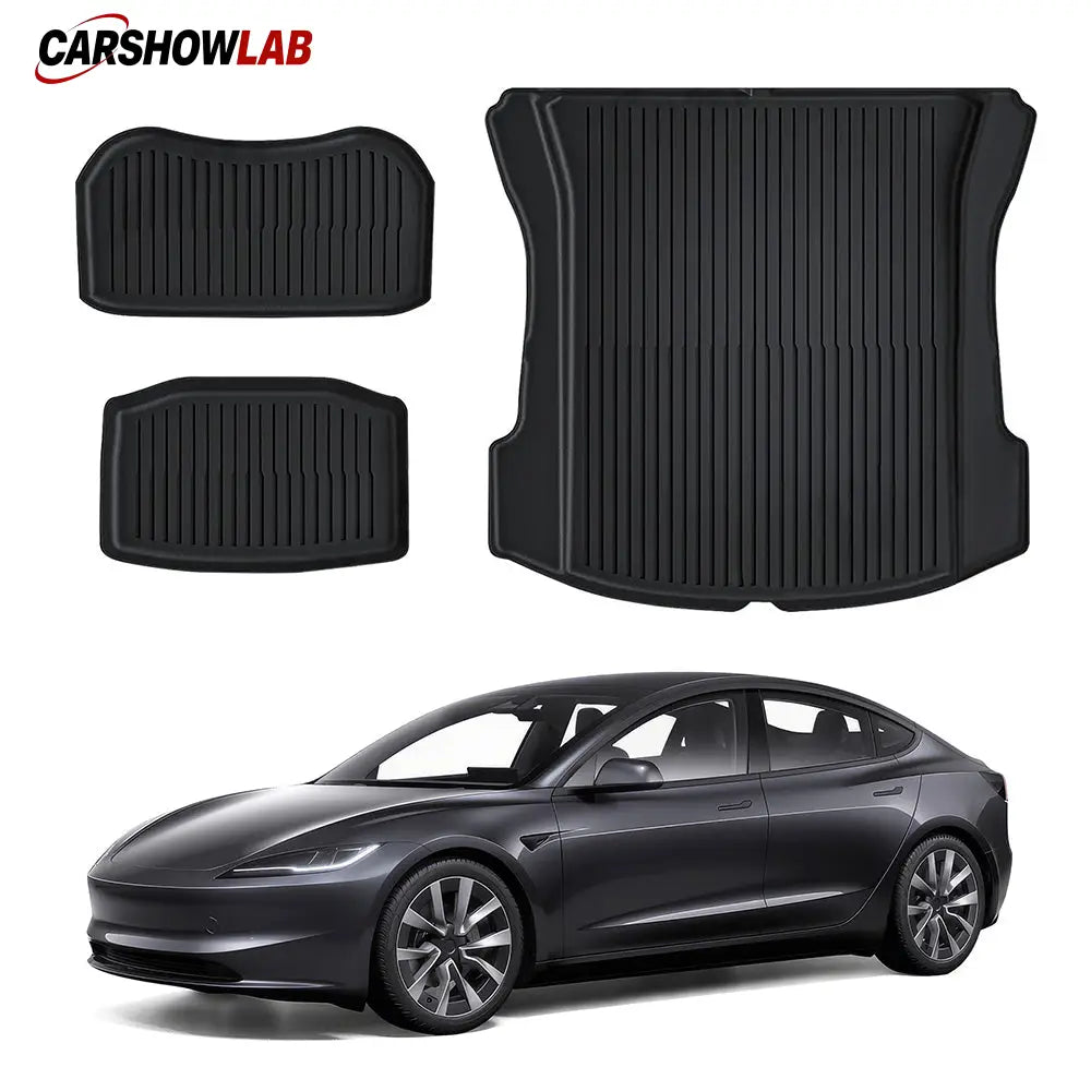 Tesla Model 3 Highland 2024+ TPE Floor Mats - Waterproof All-Weather Liners - Tesla Interior Accessories > Floor Mat