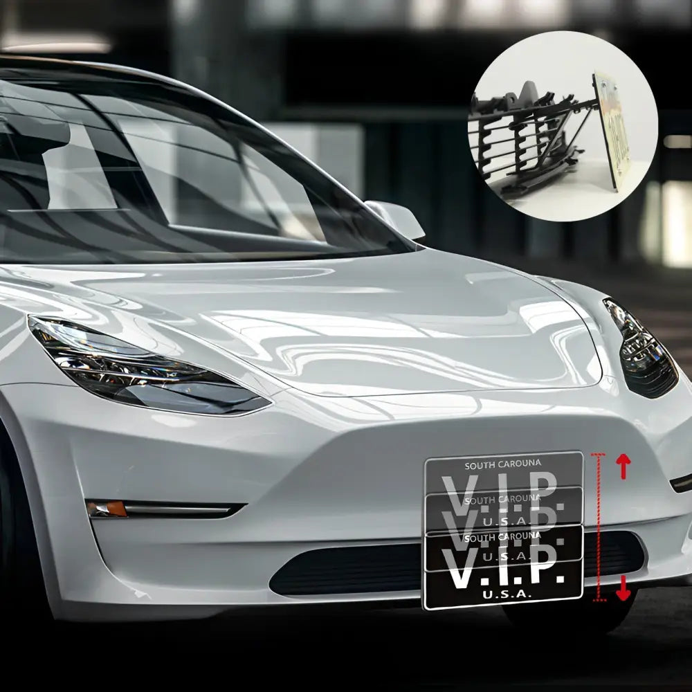 Tesla Model 3/Y Adjustable No Drill Front License Plate Holder - Aluminum - Tesla Exterior Accessories > Exterior Wrap