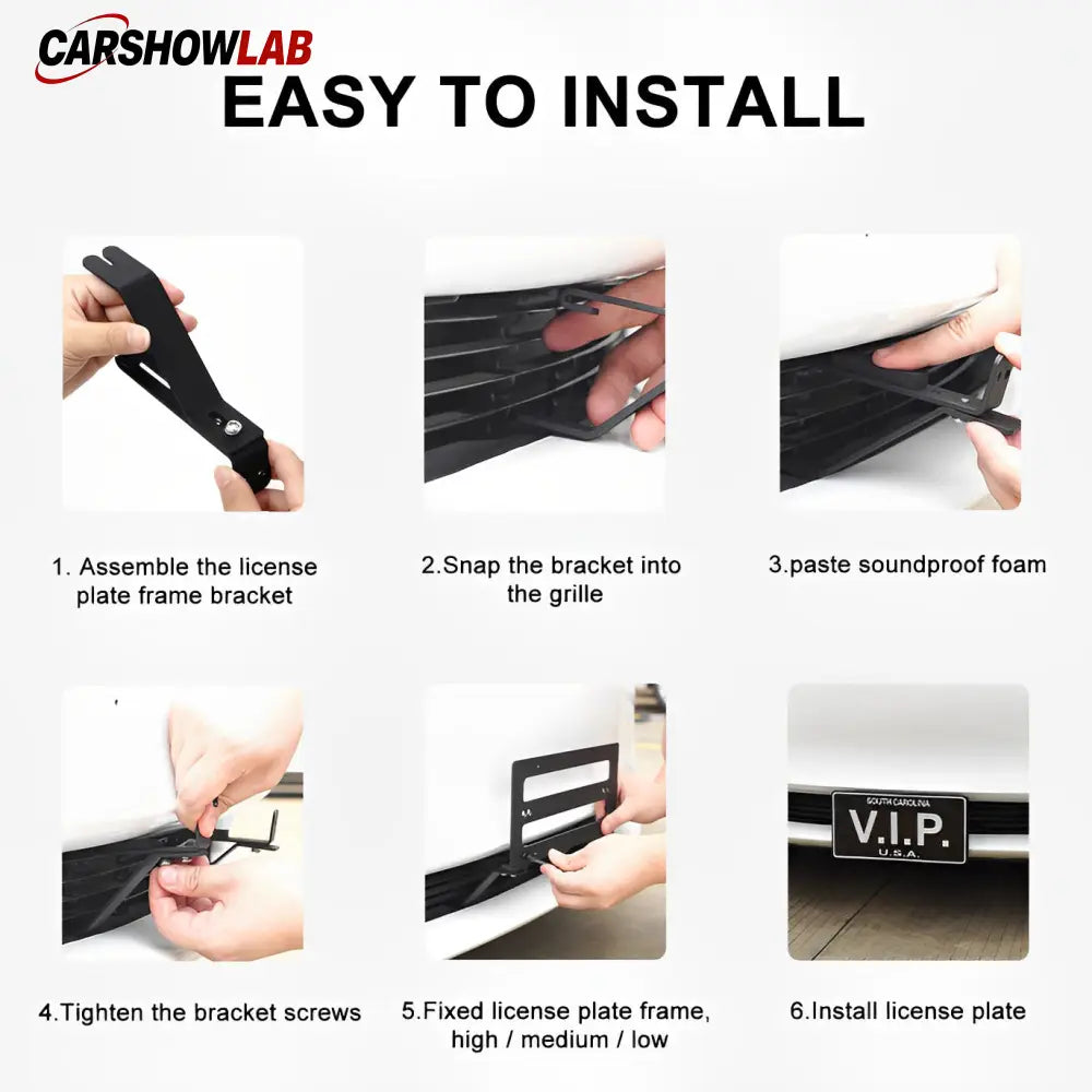 Tesla Model 3/Y Adjustable No Drill Front License Plate Holder - Aluminum - Tesla Exterior Accessories > Exterior Wrap