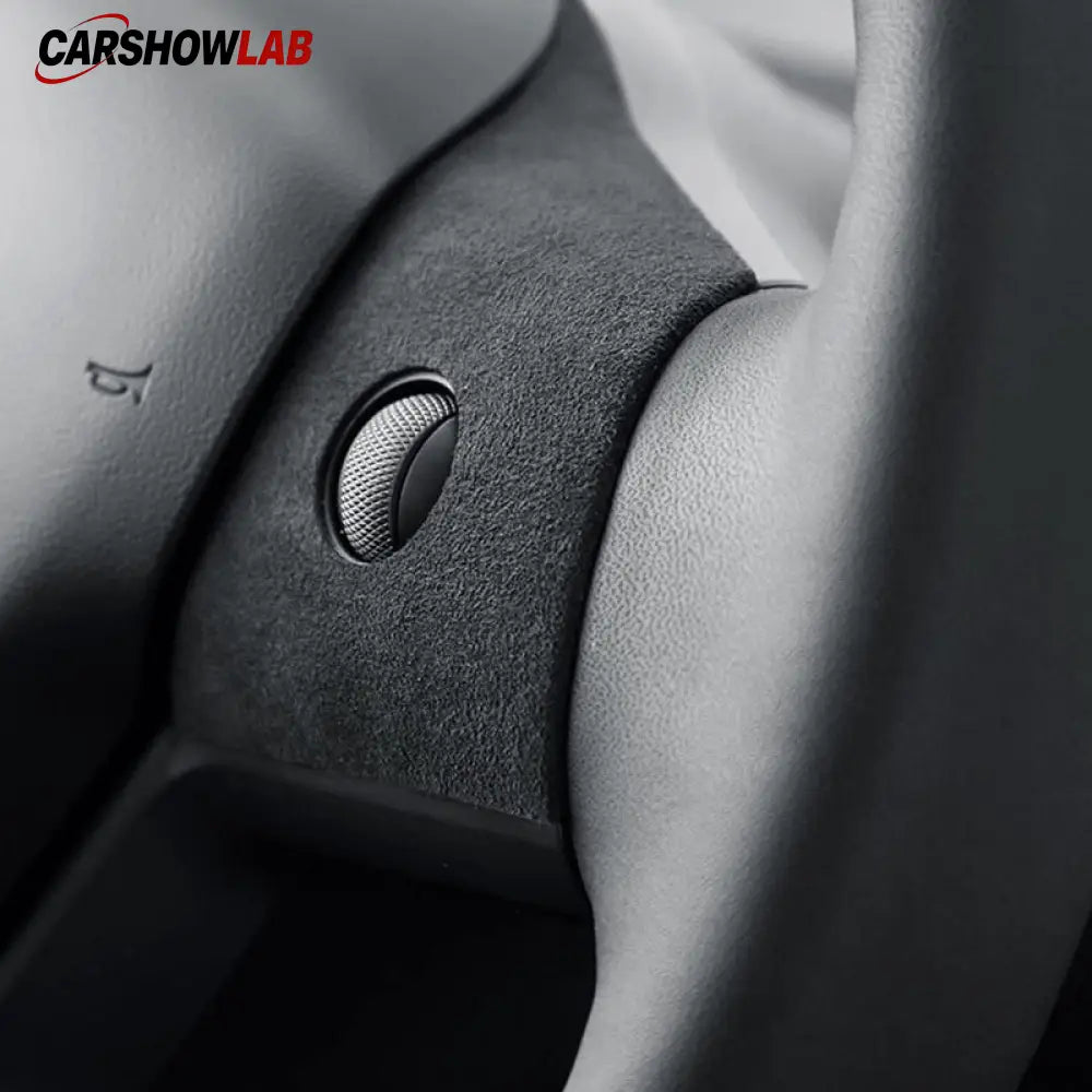 Tesla Model 3/Y Alcantara Steering Wheel Trim - Custom Non-Slip Interior Cover - Tesla Interior Accessories > Steering