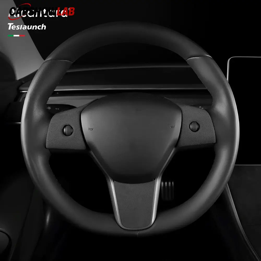 Tesla Model 3/Y Alcantara Steering Wheel Trim - Custom Non-Slip Interior Cover - Tesla Interior Accessories > Steering