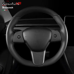 Tesla Model 3/Y Alcantara Steering Wheel Trim - Custom Non-Slip Interior Cover - Tesla Interior Accessories > Steering