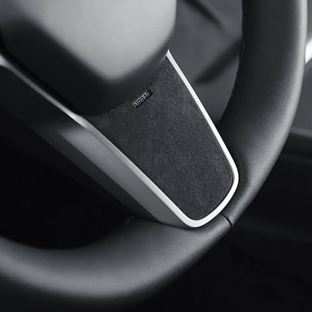 Tesla Model 3/Y Alcantara Steering Wheel Trim - Custom Non-Slip Interior Cover - Tesla Interior Accessories > Steering