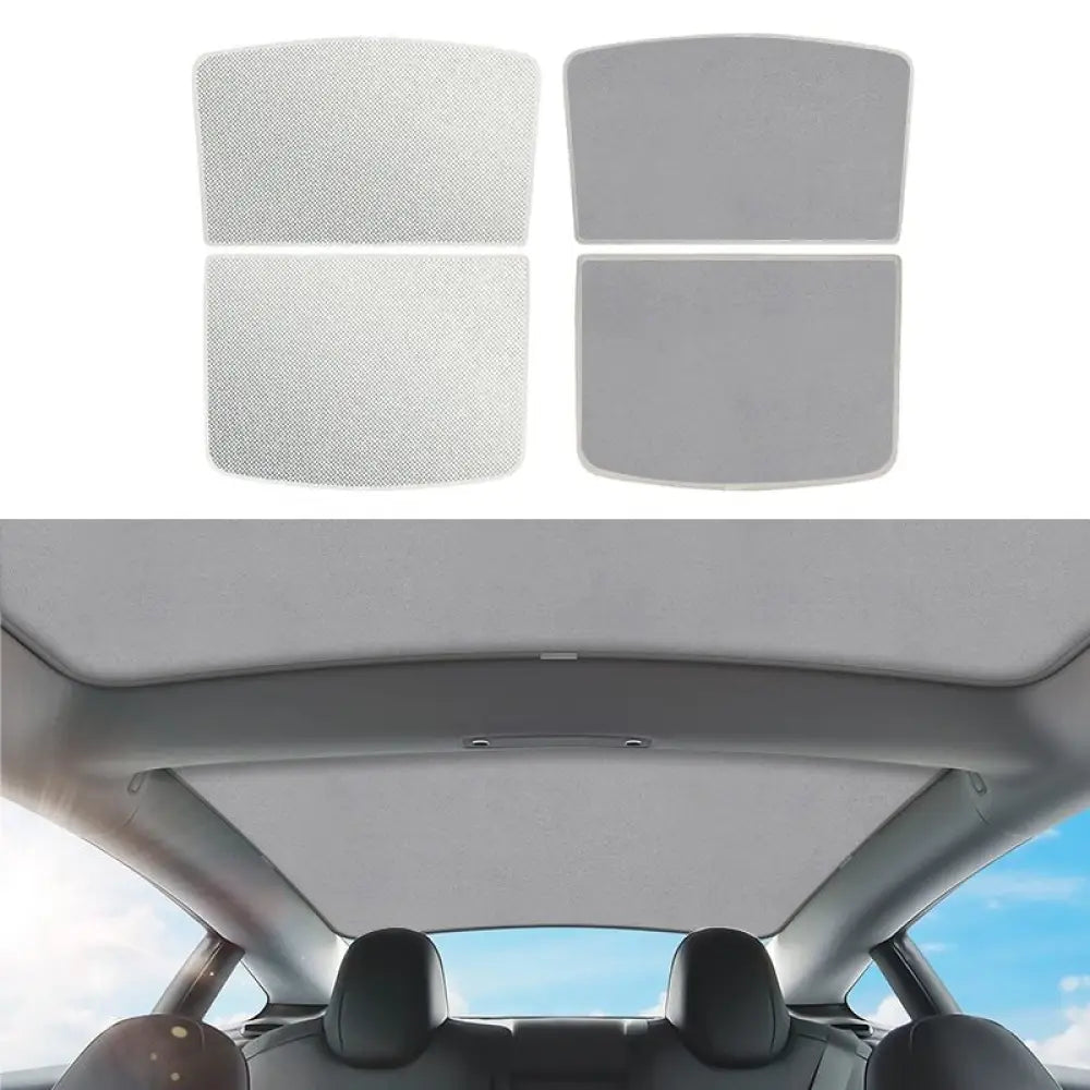 Tesla Model 3/Y Alcantara Suede Sunshade - Ice Crystal Double Insulation - Tesla Interior Accessories > Sunroof >