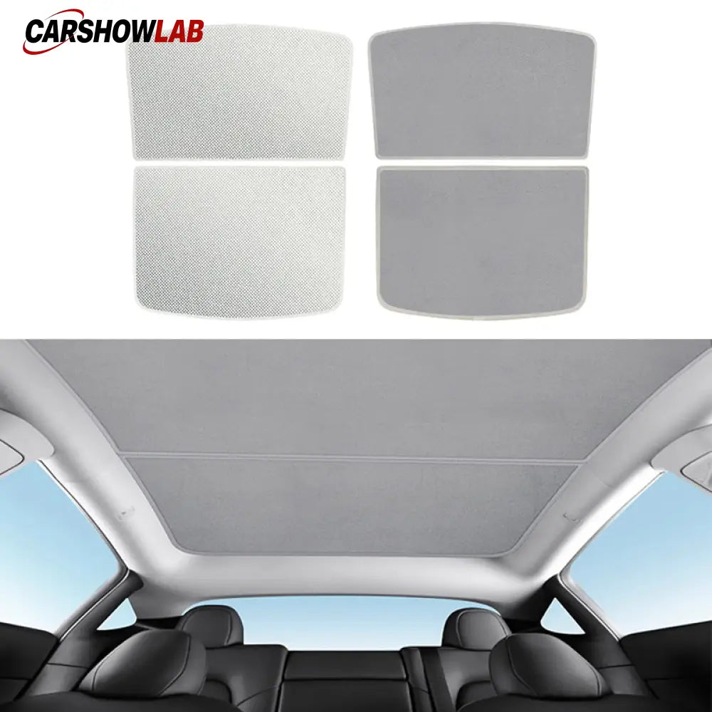 Tesla Model 3/Y Alcantara Suede Sunshade - Ice Crystal Double Insulation - Tesla Interior Accessories > Sunroof >