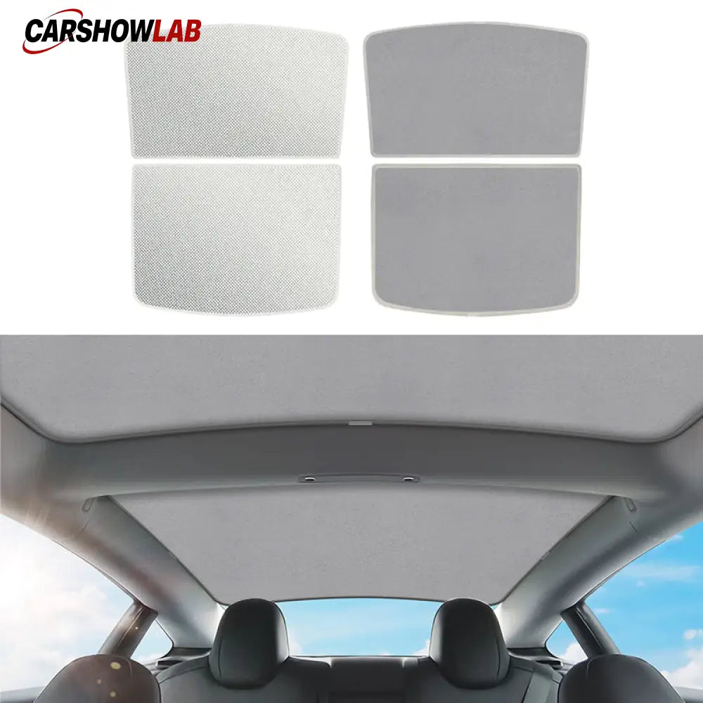 Tesla Model 3/Y Alcantara Suede Sunshade - Ice Crystal Double Insulation - Tesla Interior Accessories > Sunroof >