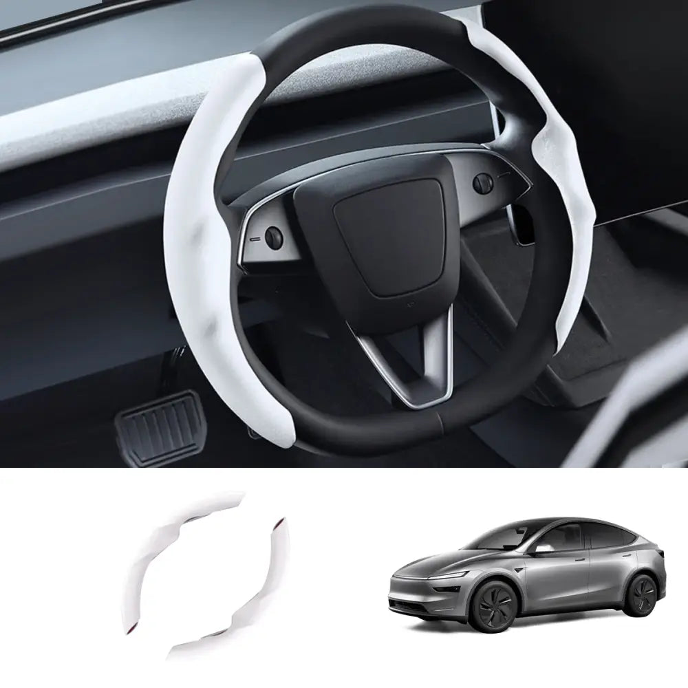 Tesla Model Y Juniper 2025 Suede Steering Wheel Wrap - Non-Slip Interior Trim - Tesla Interior Accessories > Steering