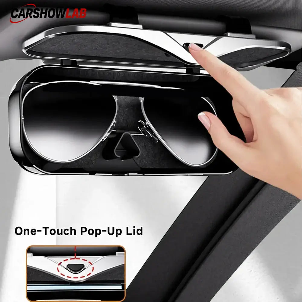 Universal Car Sun Visor Glasses Box - One-Hand Access Sunglasses Storage Case - Tesla Interior Accessories > Interior