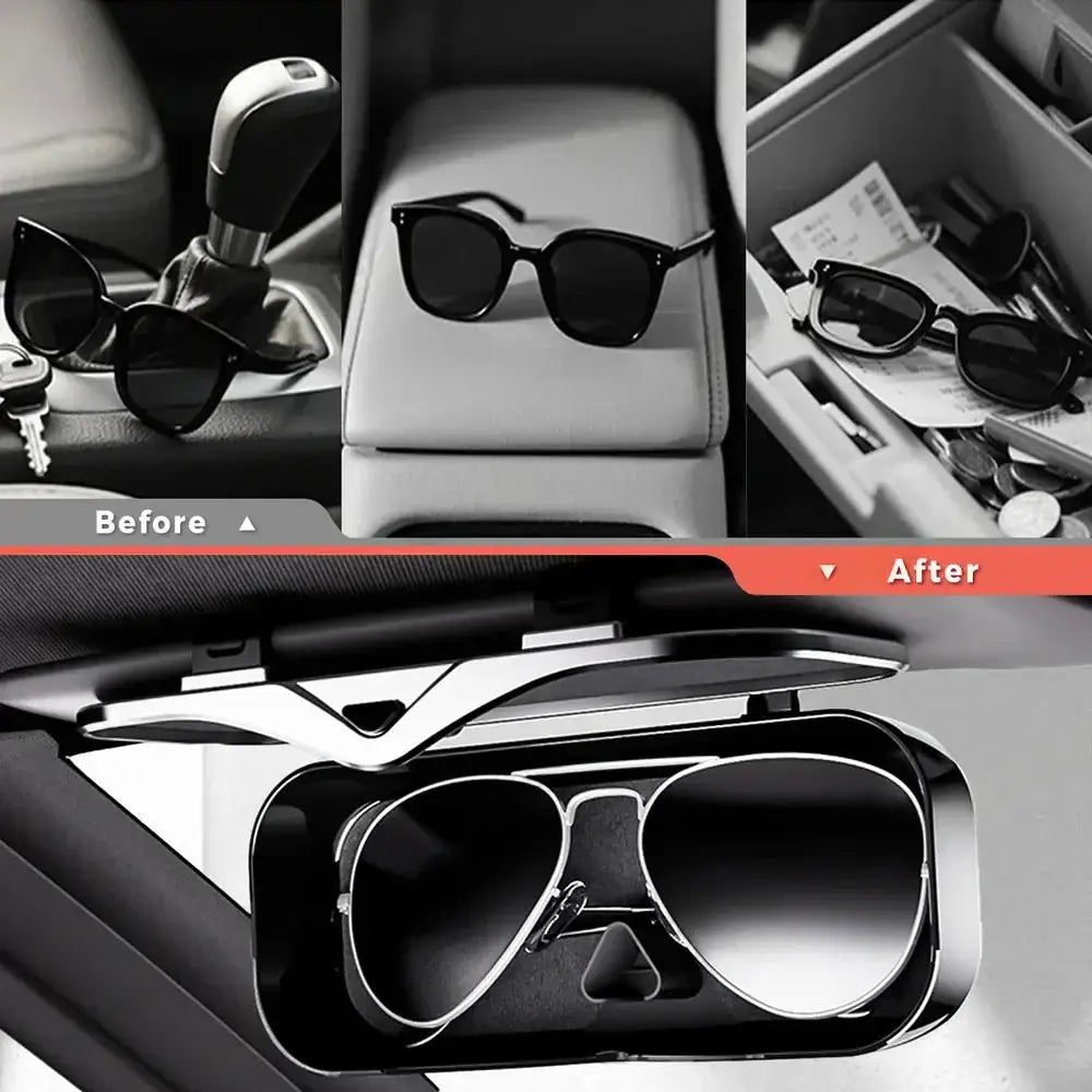 Universal Car Sun Visor Glasses Box - One-Hand Access Sunglasses Storage Case - Tesla Interior Accessories > Interior